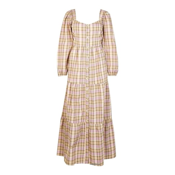 RIVER ISLAND Check Print Long Sleeve Button Up Maxi Dress UK 22 US 18 NEW - Picture 9 of 14